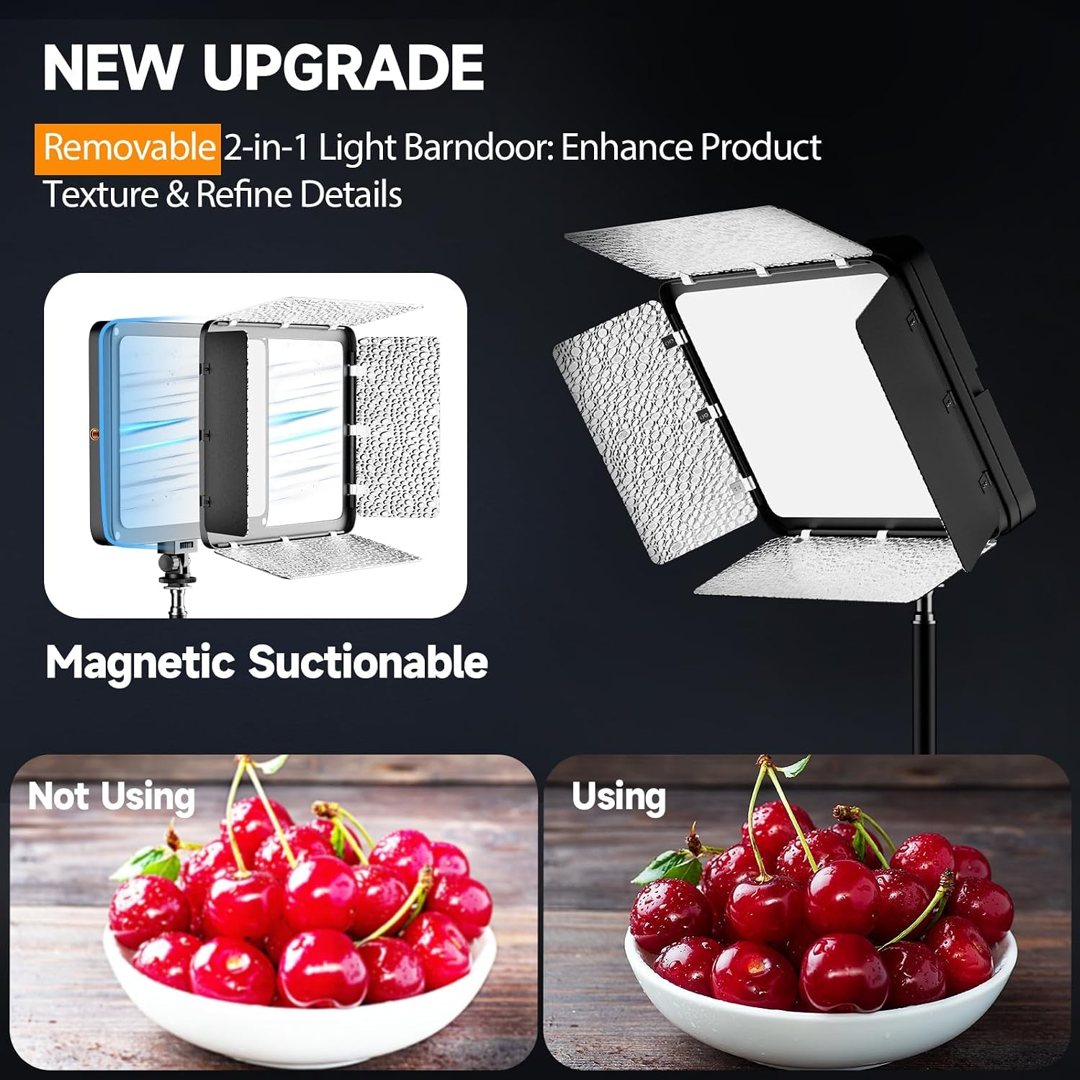 EMART 1-Pack LED Video Light Kit with Phone Holder & Barndoor — frame 3