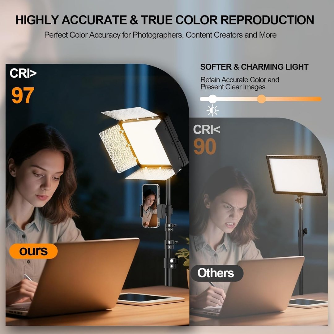 EMART 1-Pack LED Video Light Kit with Phone Holder & Barndoor — frame 5