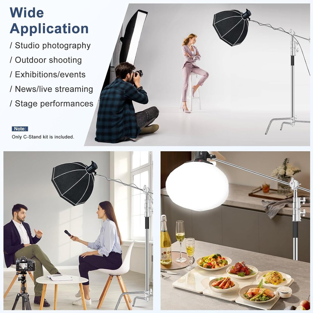 EMART 10.8ft/330cm Heavy Duty C Stand with Boom Arm 100% Stainless Steel — frame 3