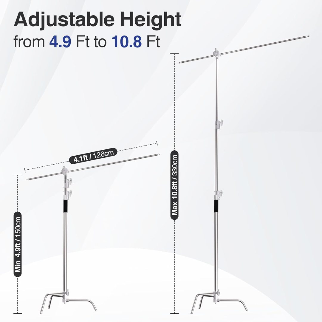 EMART 10.8ft/330cm Heavy Duty C Stand with Boom Arm 100% Stainless Steel — frame 4