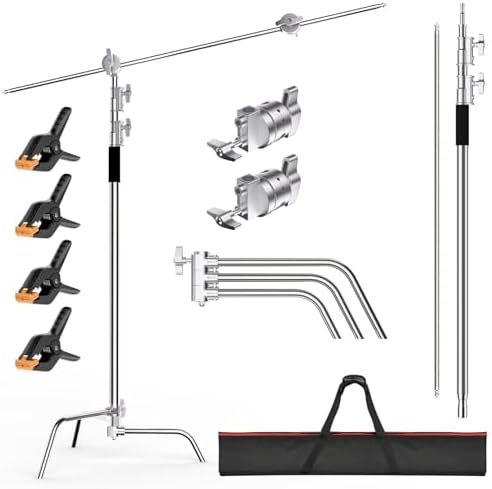 EMART 10.8ft/330cm Heavy Duty C Stand with Boom Arm 100% Stainless Steel