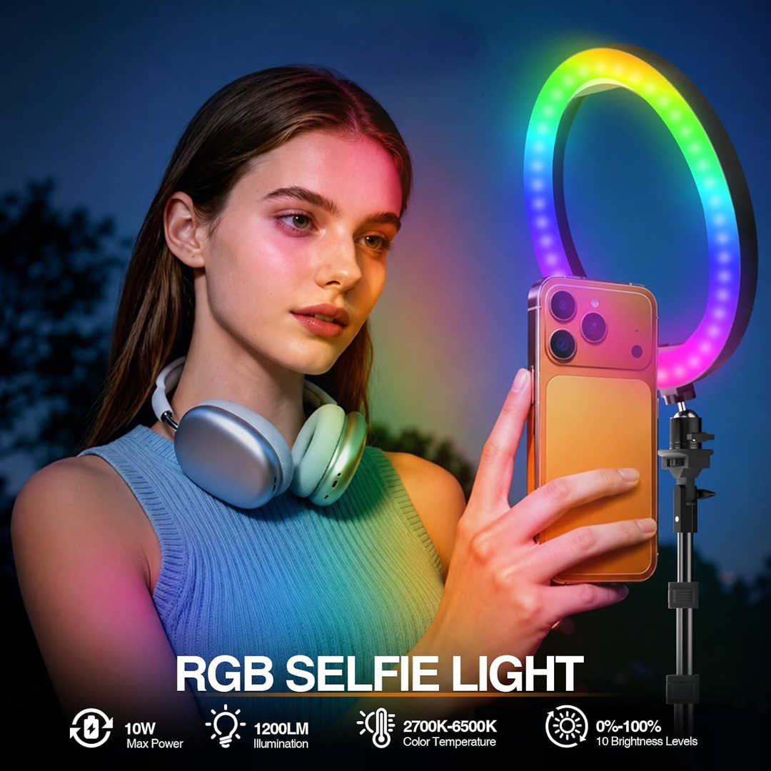 EMART 10'' Ring Light with 51'' Extendable Tripod Stand & Phone Holder — frame 4