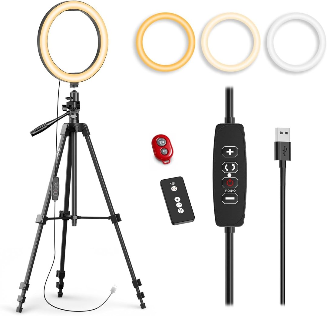 EMART 10'' Ring Light with 55'' Adjustable Tripod Stand & Phone Holder — frame 2