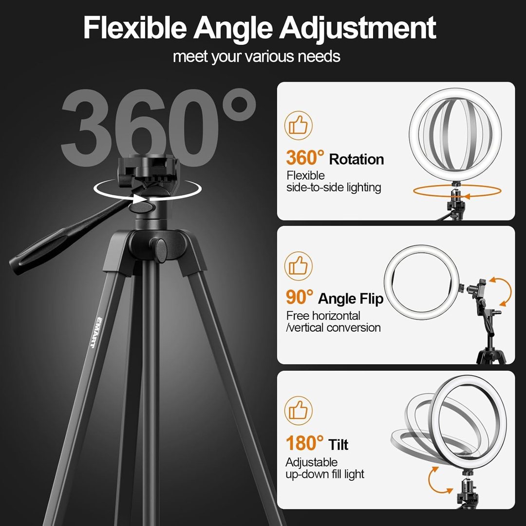 EMART 10'' Ring Light with 55'' Adjustable Tripod Stand & Phone Holder — frame 4