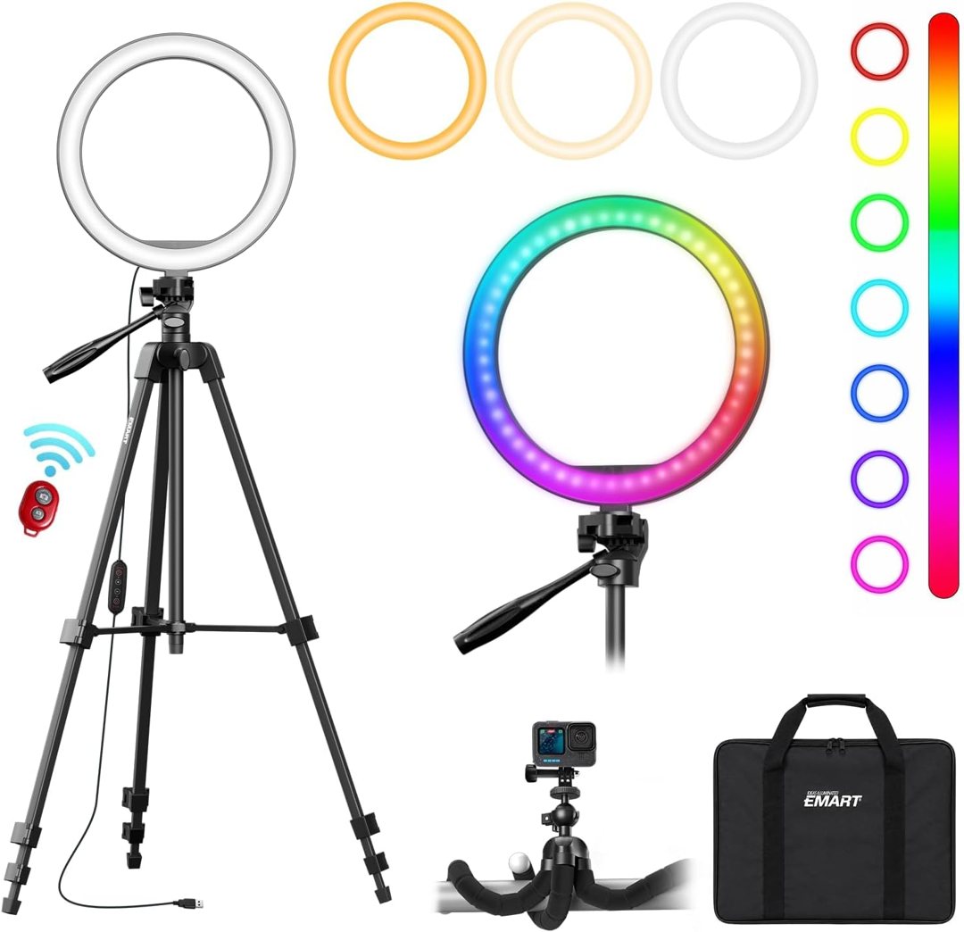 EMART 10'' Ring Light with 55'' Extendable Tripod Stand & Phone Holder — frame 2