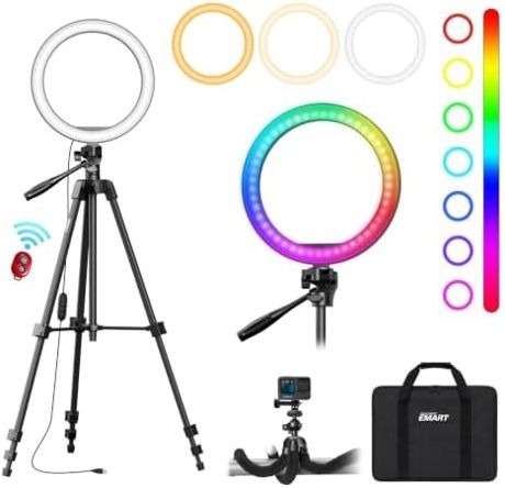 EMART 10'' Ring Light with 55'' Extendable Tripod Stand & Phone Holder