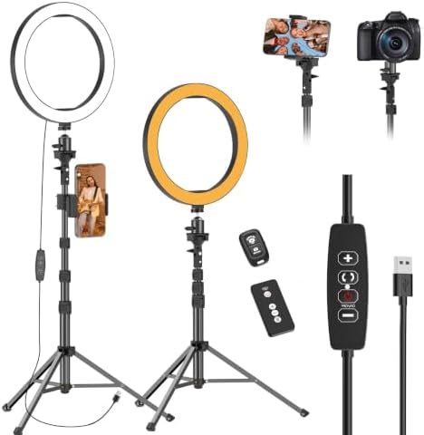 EMART 10" Ring Light with 55" Extendable Tripod Stands and Phone Holder