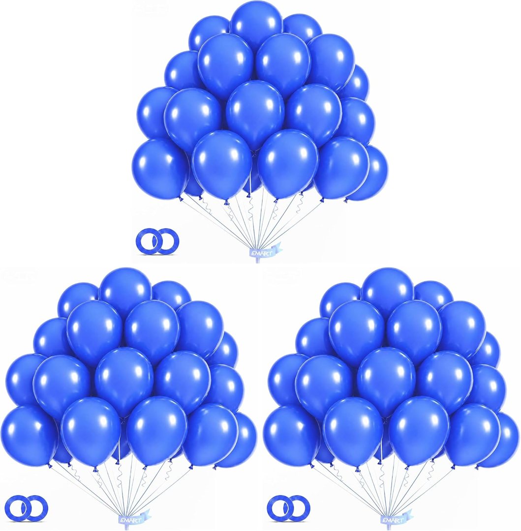 EMART 100pcs Royal Blue Balloons 12 Inch with Ribbon, Latex Helium Quality for Birthday, Wedding, Baby Shower, Graduation, Christmas Decor (Pack of 3) — frame 2