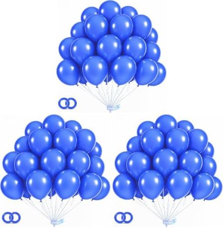 EMART 100pcs Royal Blue Balloons 12 Inch with Ribbon, Latex Helium Quality for Birthday, Wedding, Baby Shower, Graduation, Christmas Decor (Pack of 3)