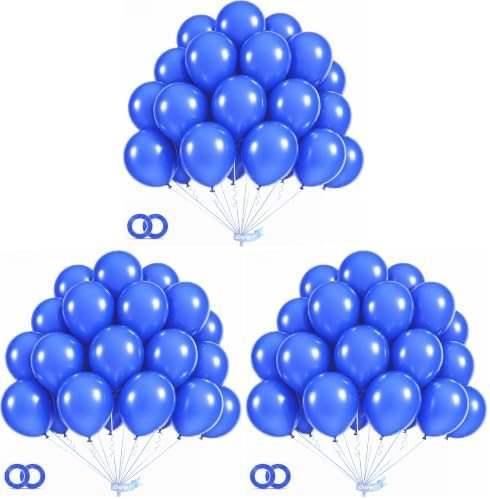 EMART 100pcs Royal Blue Balloons 12 Inch with Ribbon, Latex Helium Quality for Birthday, Wedding, Baby Shower, Graduation, Christmas Decor (Pack of 3) — frame 1