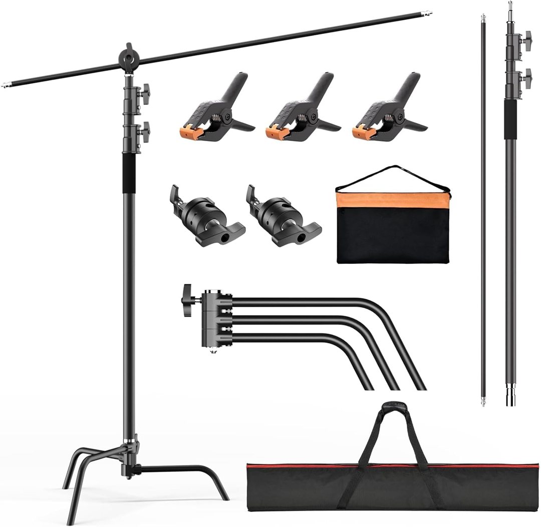 EMART 10ft Heavy Duty C Stand with Boom Arm 100% Stainless Steel-Black — frame 2