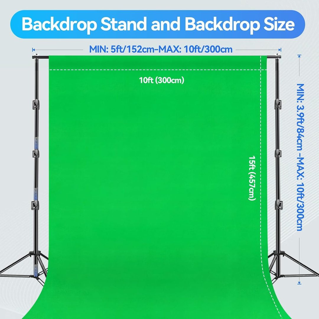 EMART 10x10 FT Green Screen Backdrop Kit with Umbrella Lights for Studio — frame 3