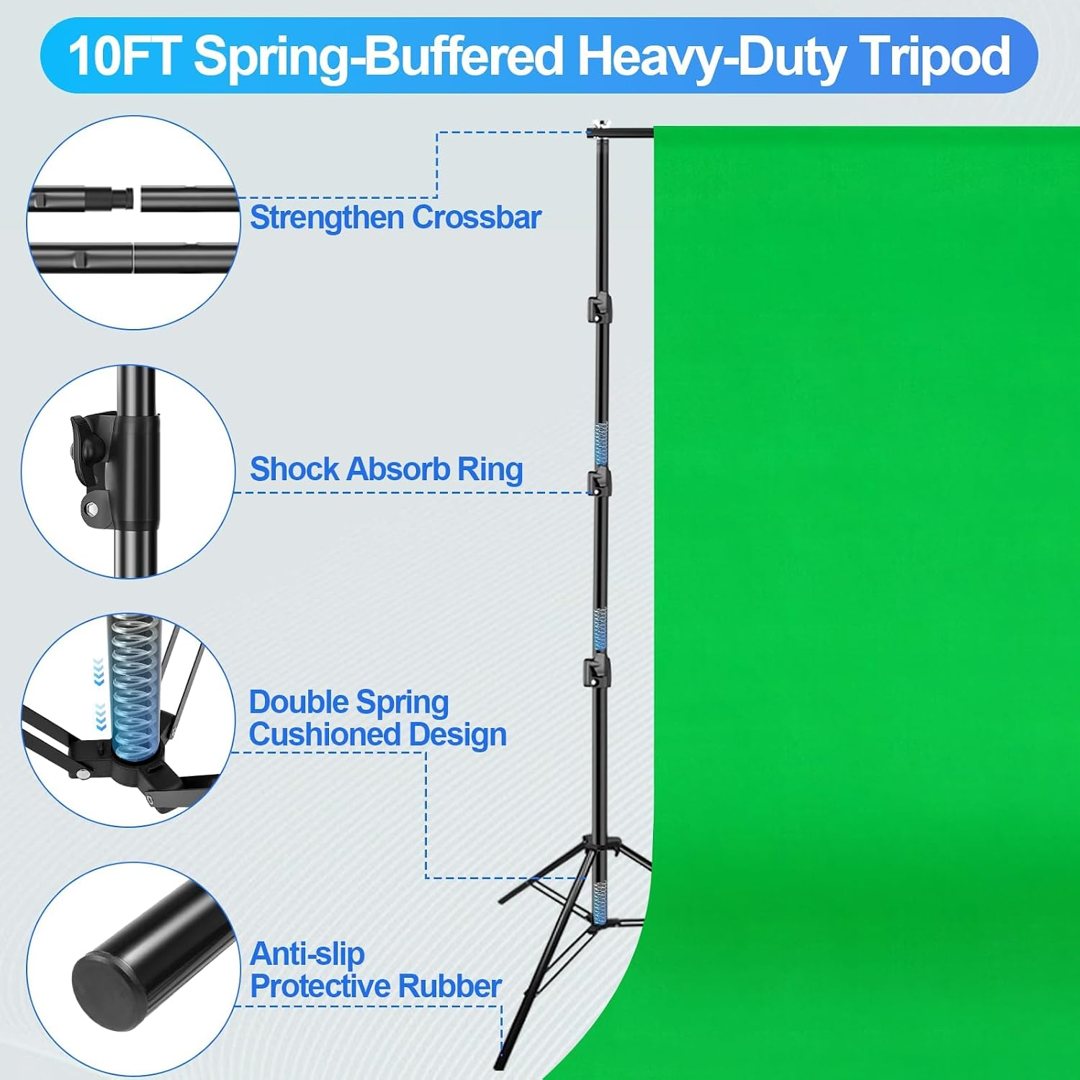 EMART 10x10 FT Green Screen Backdrop Kit with Umbrella Lights for Studio — frame 4