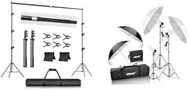 EMART 10x10FT Backdrop Stand with 45W 5500K Umbrella Photography Lighting Kit