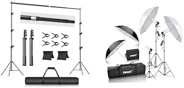 EMART 10x10FT Backdrop Stand with 45W 5500K Umbrella Photography Lighting Kit