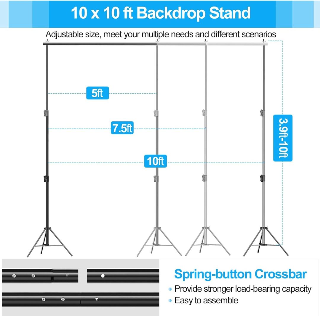 EMART 10x10Ft Heavy Duty Backdrop Stand, Adjustable Banner Stand for Photo — frame 3