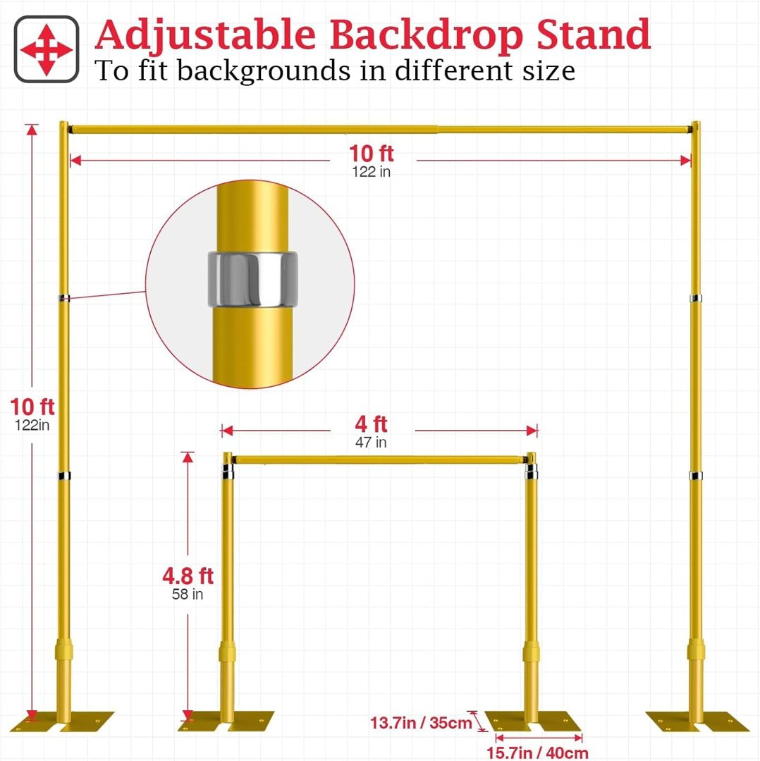 EMART 10x10ft Heavy Duty Backdrop Stand Frame with Adjustable Pipe,Gold — frame 5
