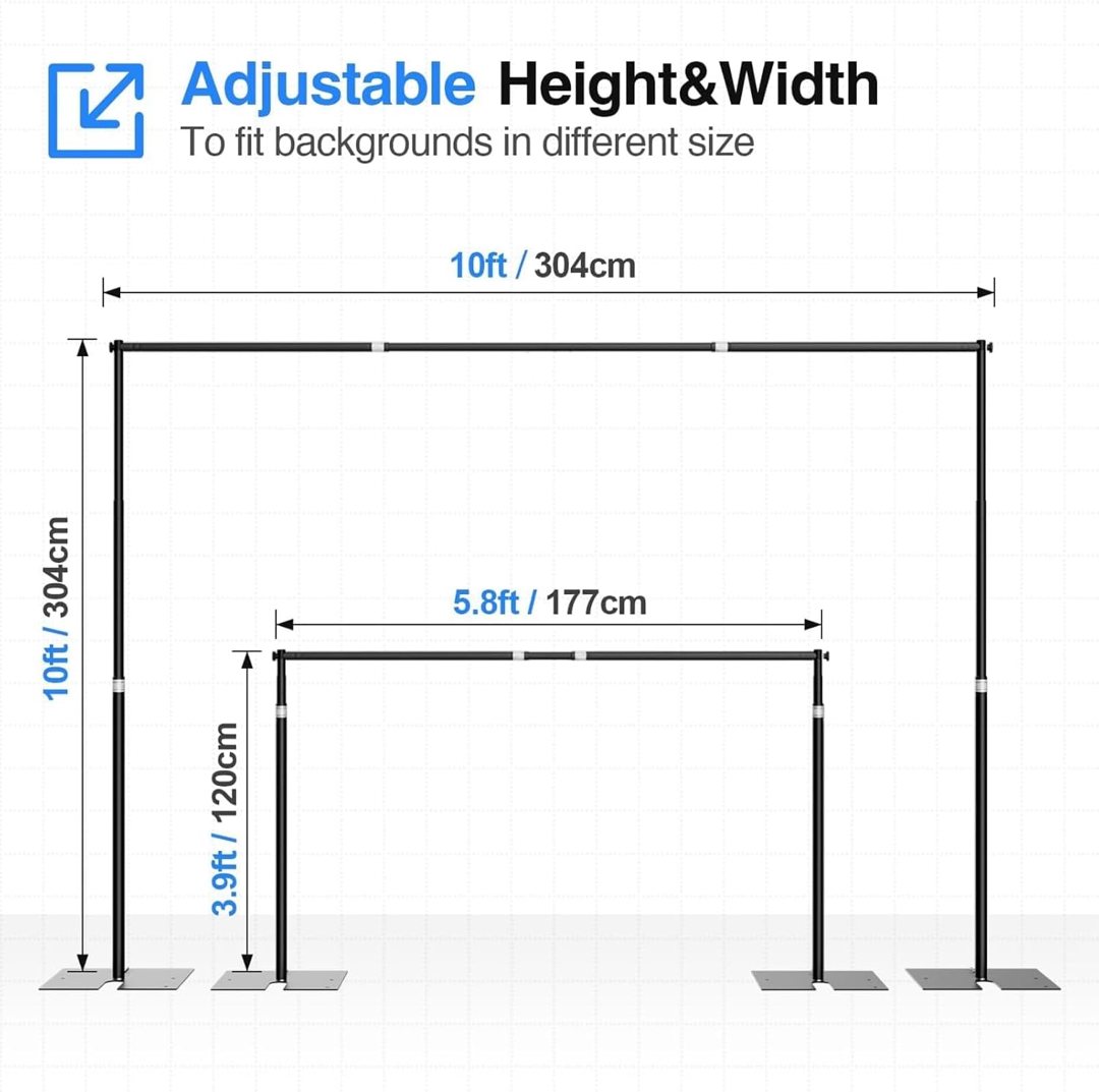 EMART 10x10ft Heavy Duty Backdrop Stand, Pipe and Drape with Flat Base — frame 4