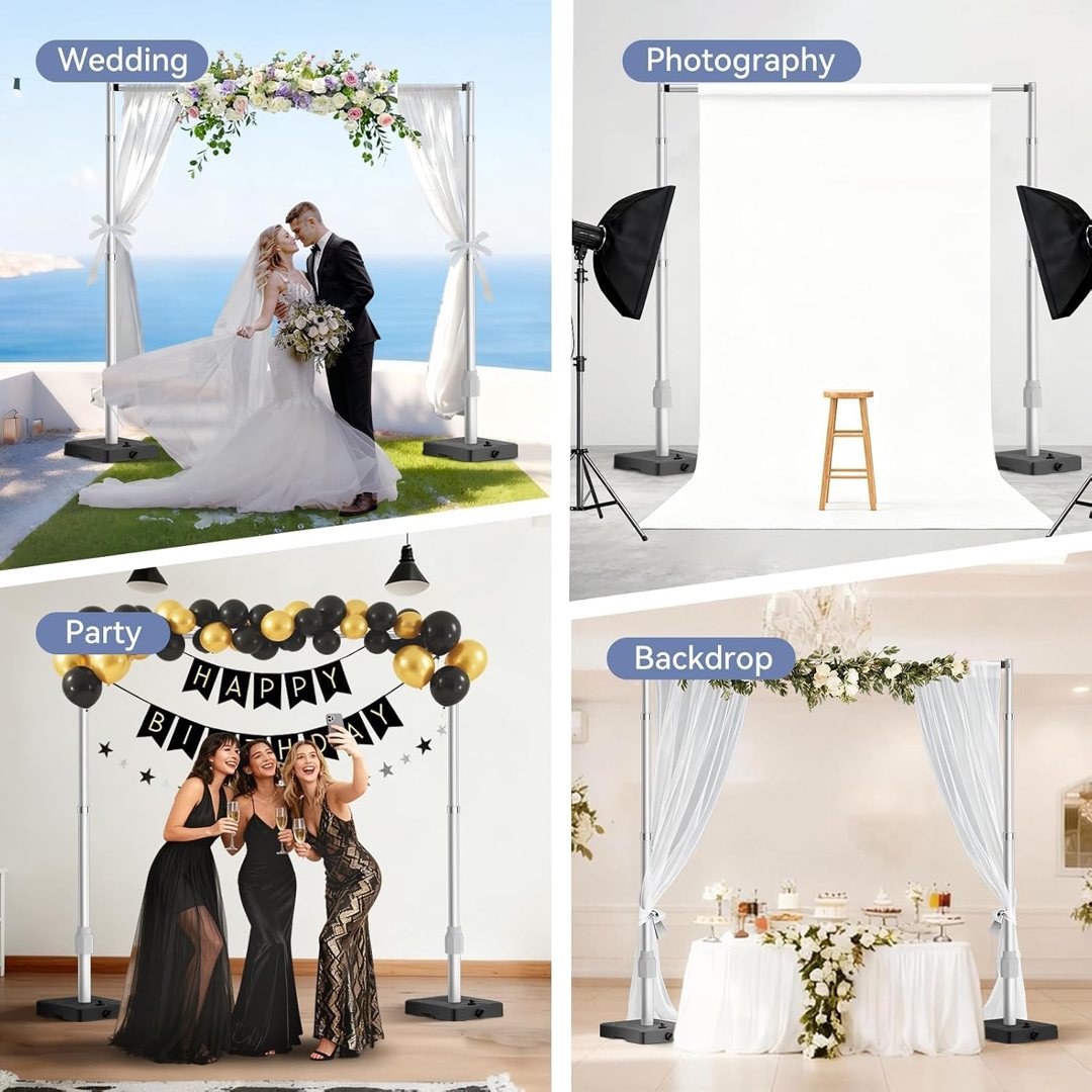 Emart 10x10ft Pipe and Drape Backdrop Stand Kit, Water Tank Base,Silver — frame 5