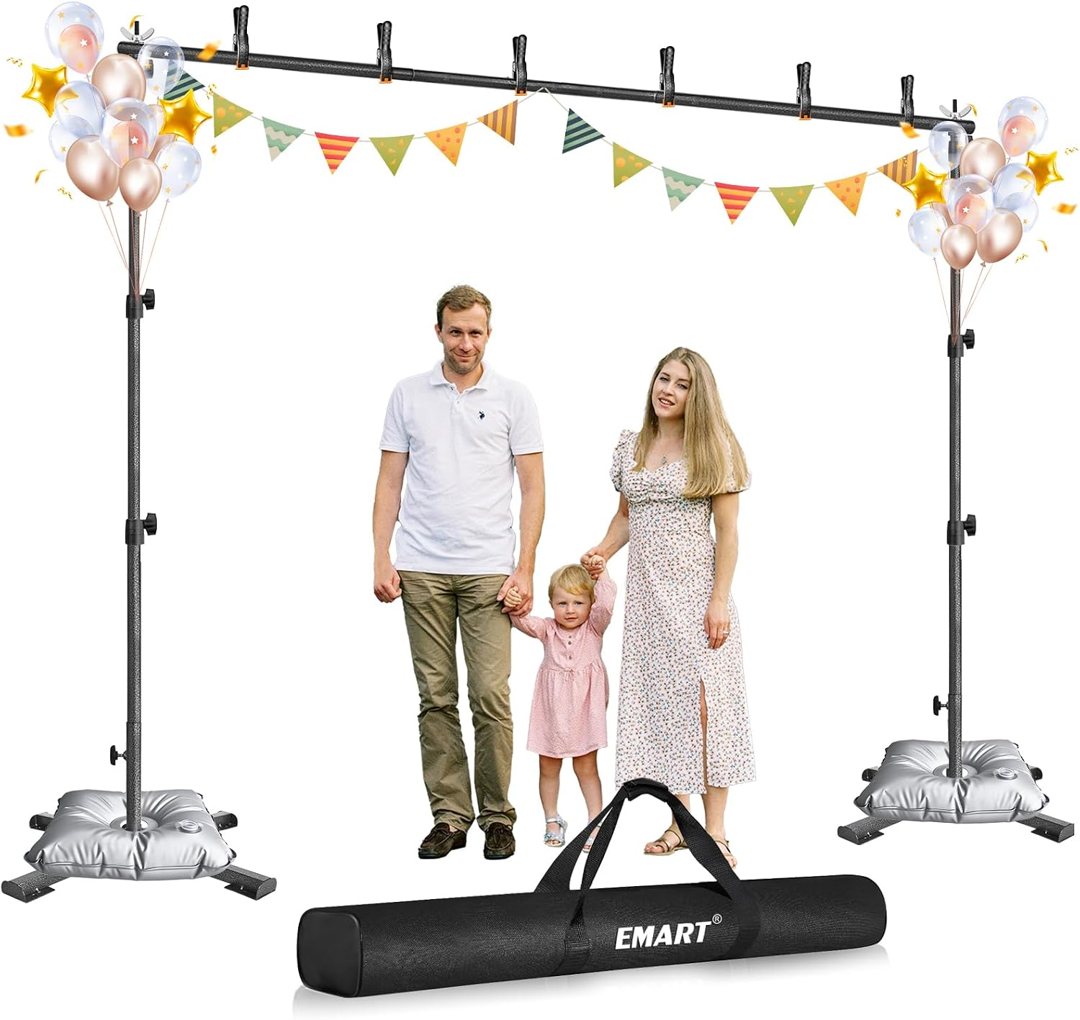 EMART 10x7ft Adjustable Backdrop Stand Kit with Foldable Cross Flat Base — frame 2
