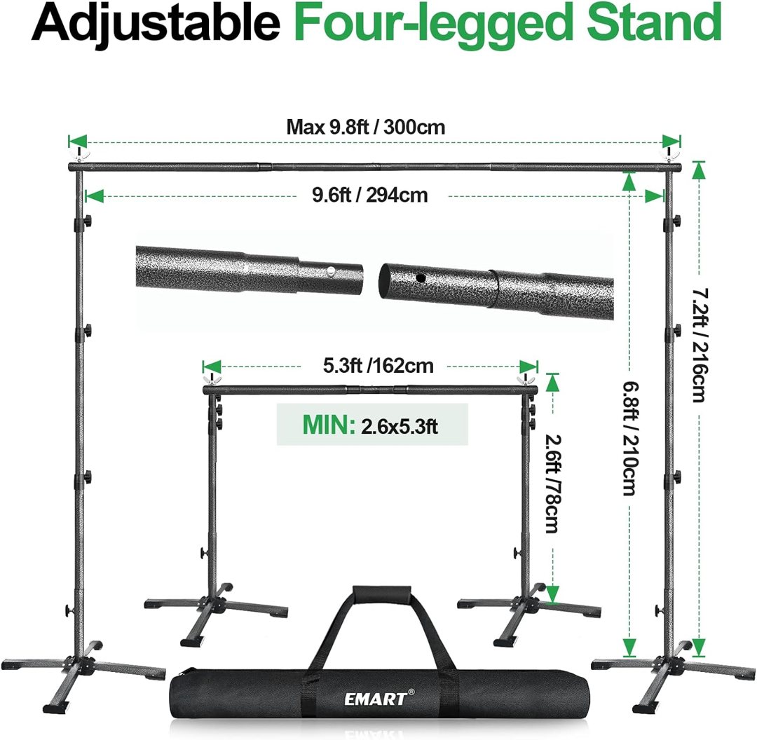 EMART 10x7ft Adjustable Backdrop Stand Kit with Foldable Cross Flat Base — frame 5