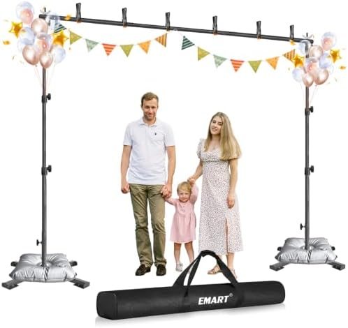 EMART 10x7ft Adjustable Backdrop Stand Kit with Foldable Cross Flat Base — frame 1