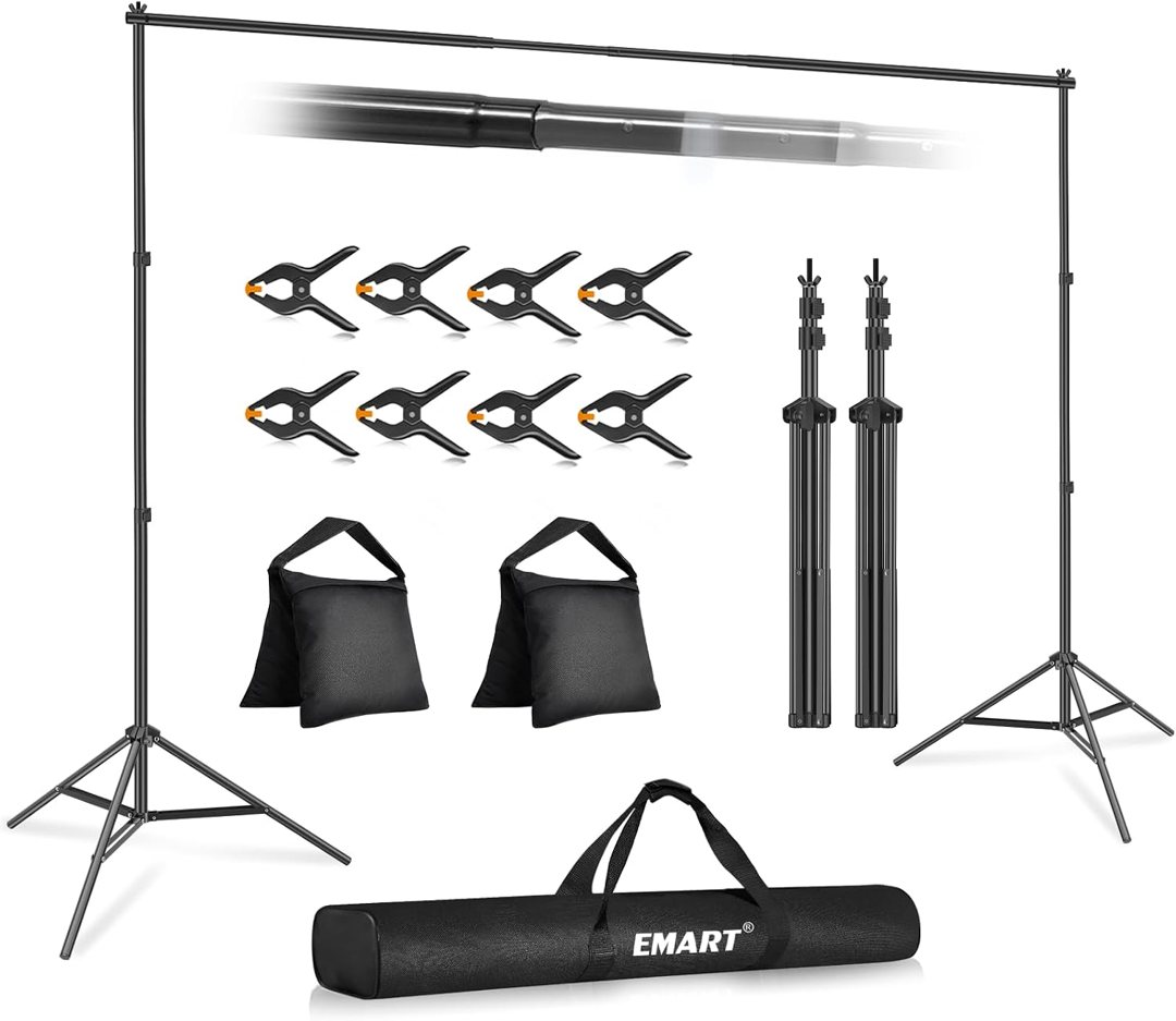 EMART 10x7ft Backdrop Stand Photo Studio Adjustable Background Stand Support Kit +20"x28" 125W CFL Blub Softbox Lighting Kit — frame 3