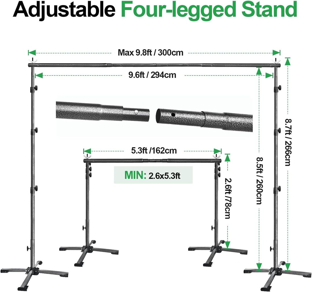 EMART 10x8.5ft Adjustable Backdrop Stand Kit with Foldable Cross Flat Base — frame 5