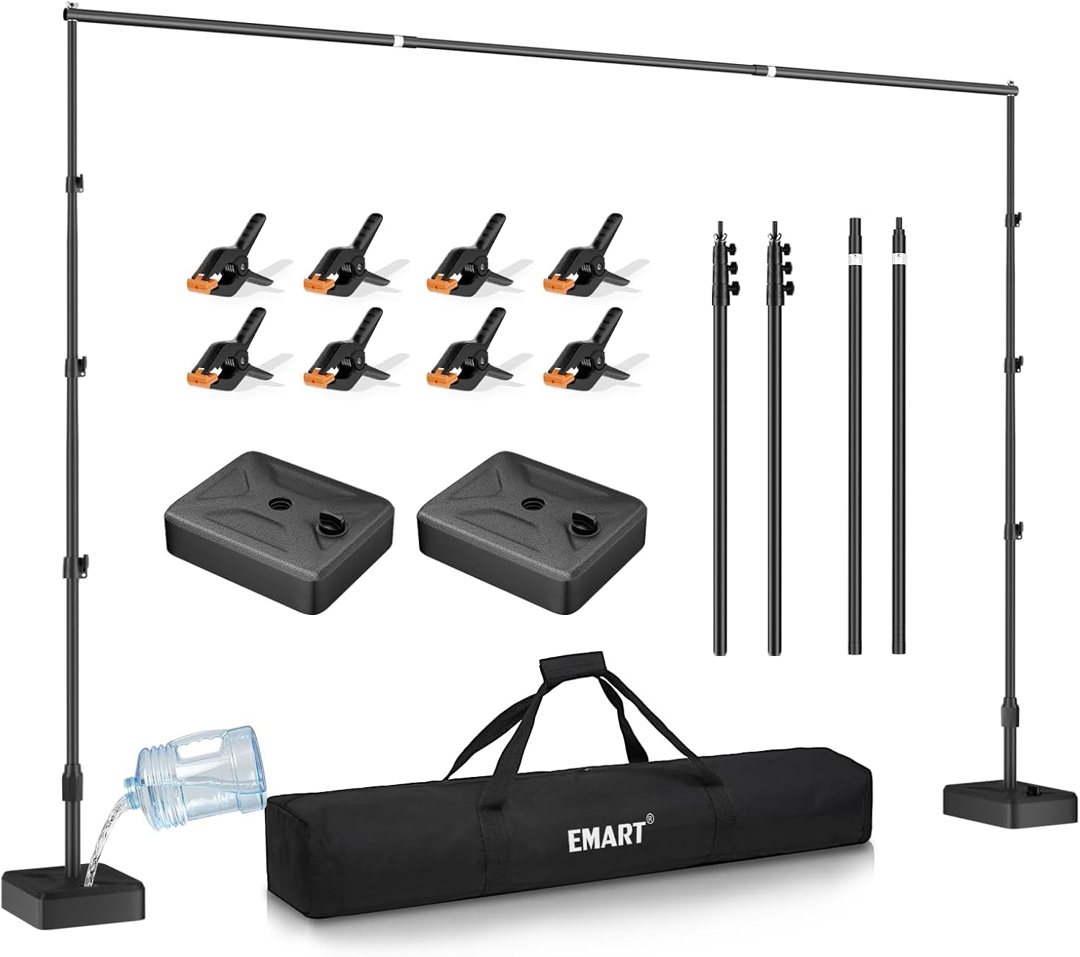 EMART 10x8.5ft Adjustable Backdrop Stand with Heavy Duty Water Tank Base — frame 2