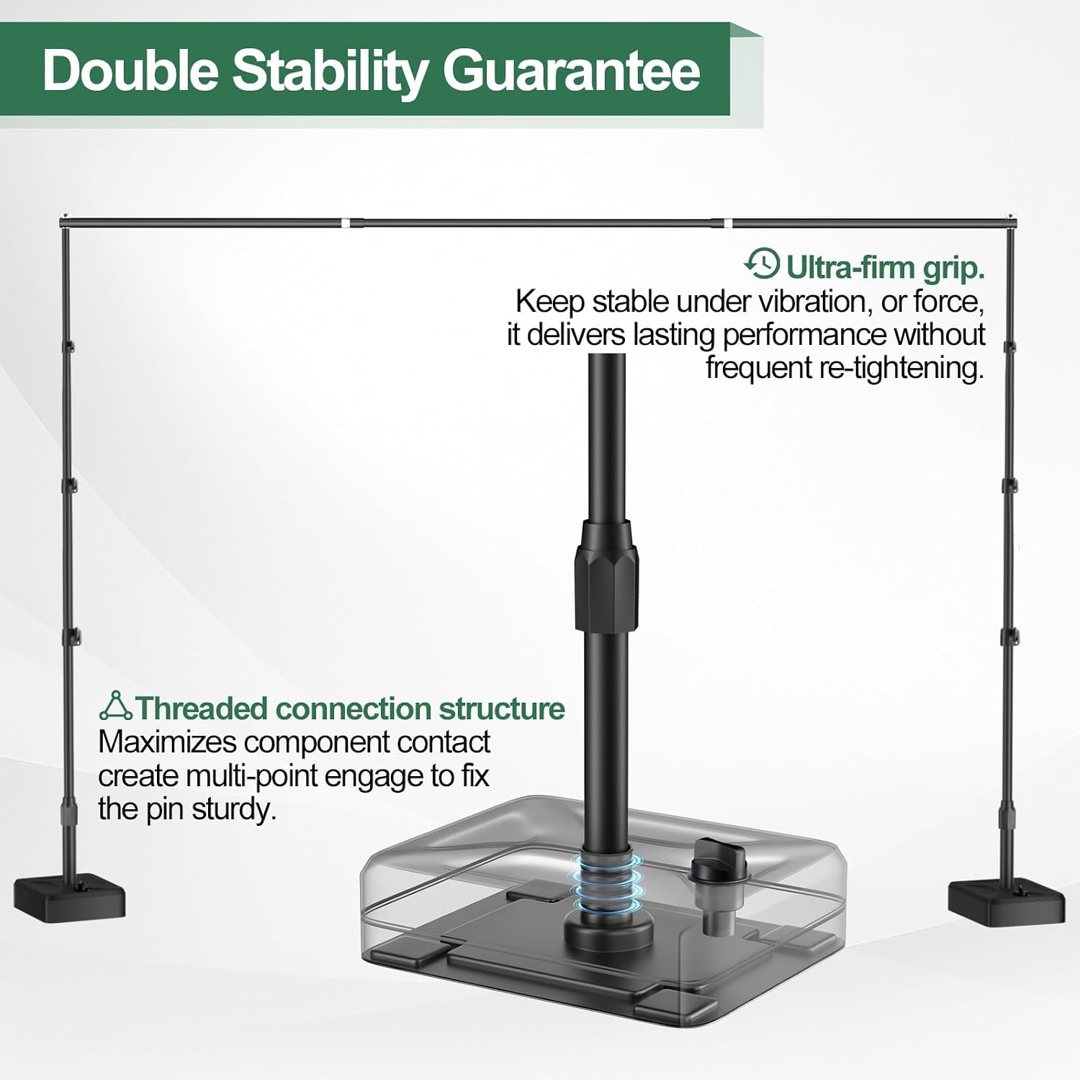 EMART 10x8.5ft Adjustable Backdrop Stand with Heavy Duty Water Tank Base — frame 5