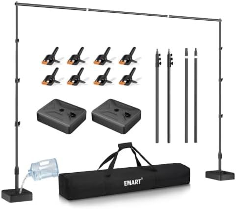 EMART 10x8.5ft Adjustable Backdrop Stand with Heavy Duty Water Tank Base
