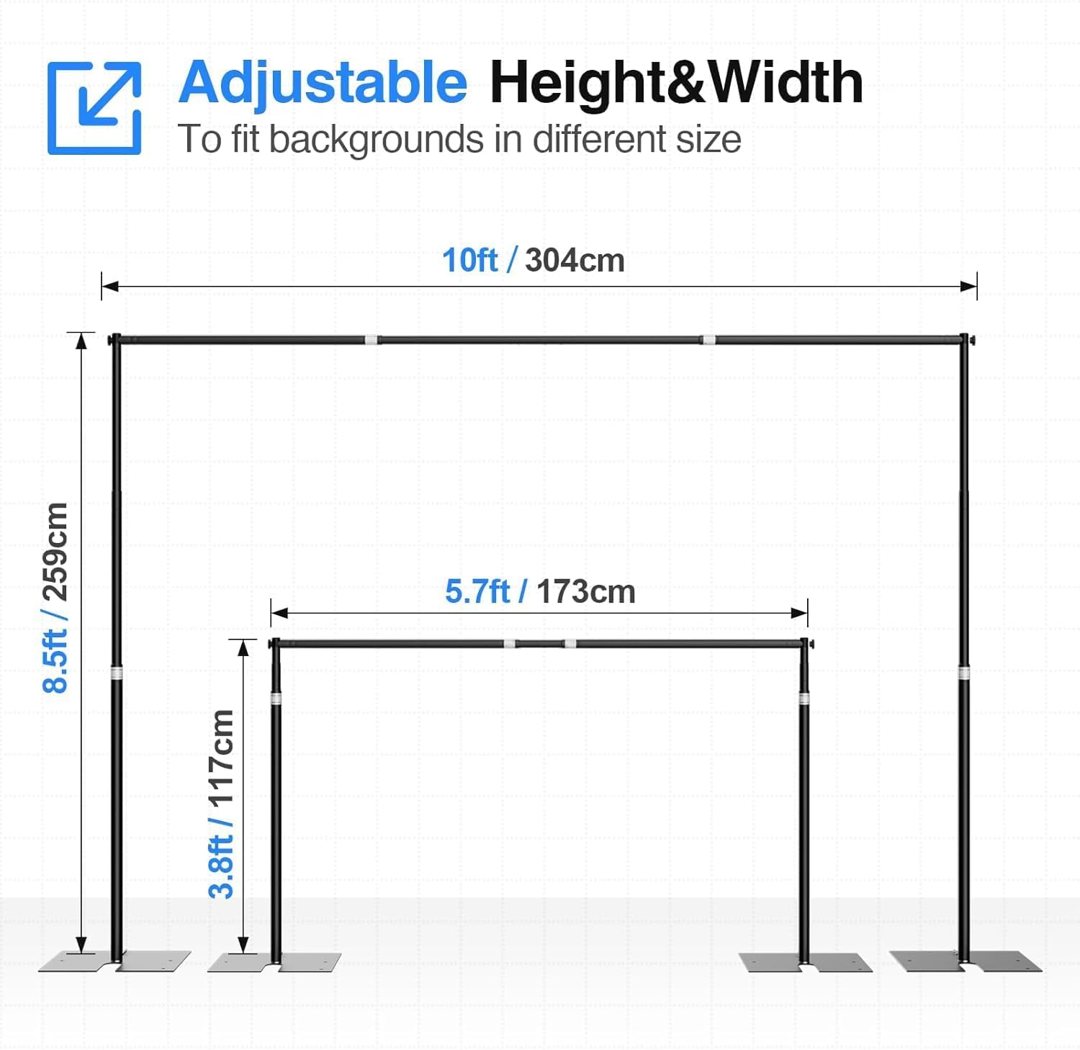 EMART 10x8.5ft Heavy Duty Backdrop Stand, Pipe and Drape with Flat Base — frame 3