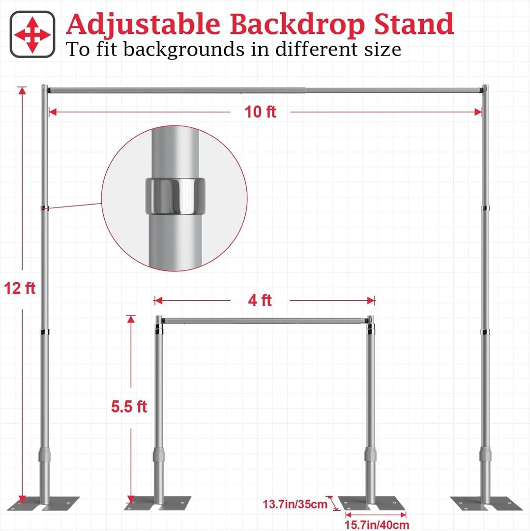 EMART 12x10ft Heavy Duty Backdrop Stand Frame with Adjustable Pipe — frame 5
