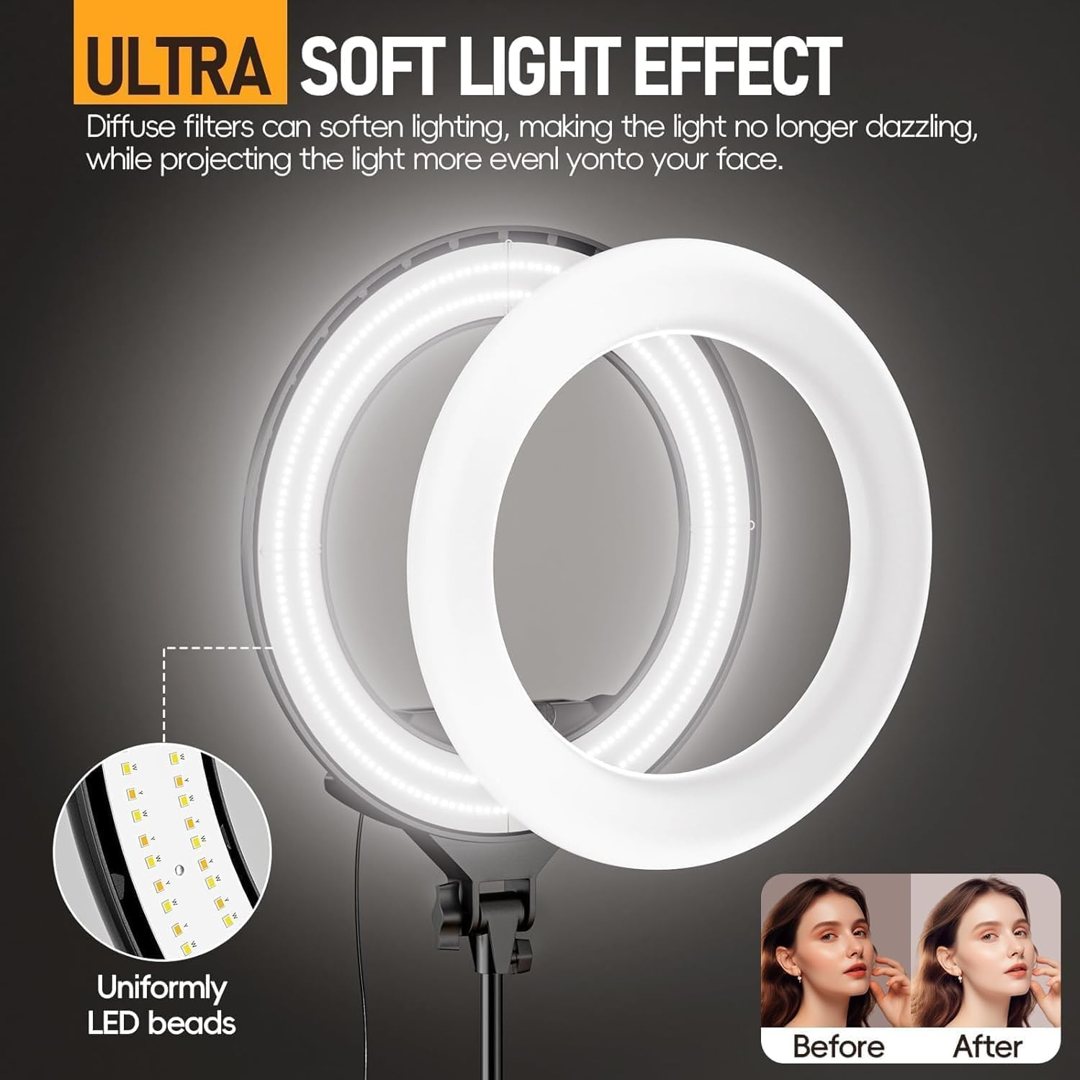 EMART 18in Ring Light with Stand, 2800-6500K LED Photography Lighting Kit — frame 5