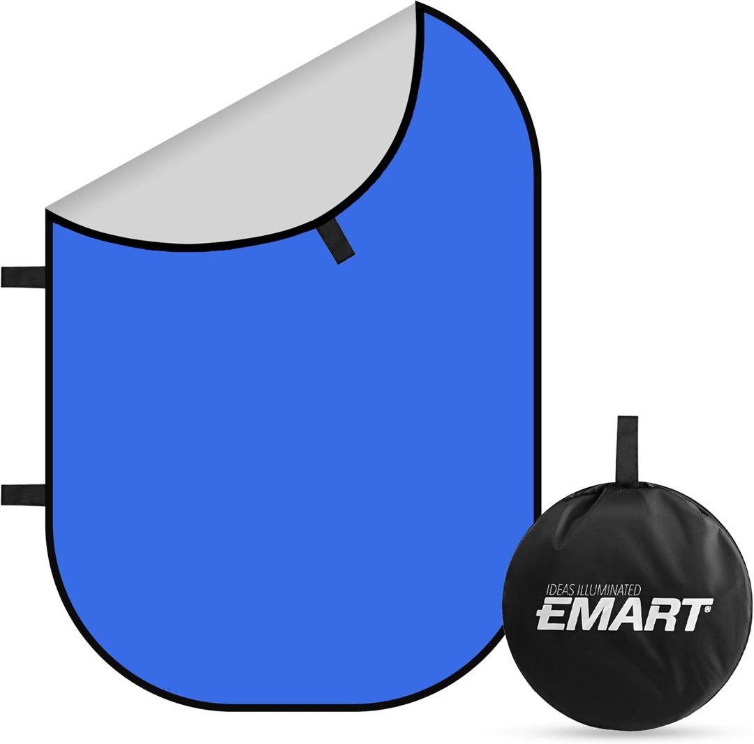 EMART 2-in-1 Blue Grey Screen 5x6.5Ft/1.5x2m Portable Pop Up Backdrop — frame 2