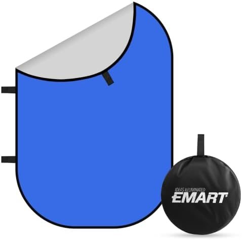 EMART 2-in-1 Blue Grey Screen 5x6.5Ft/1.5x2m Portable Pop Up Backdrop