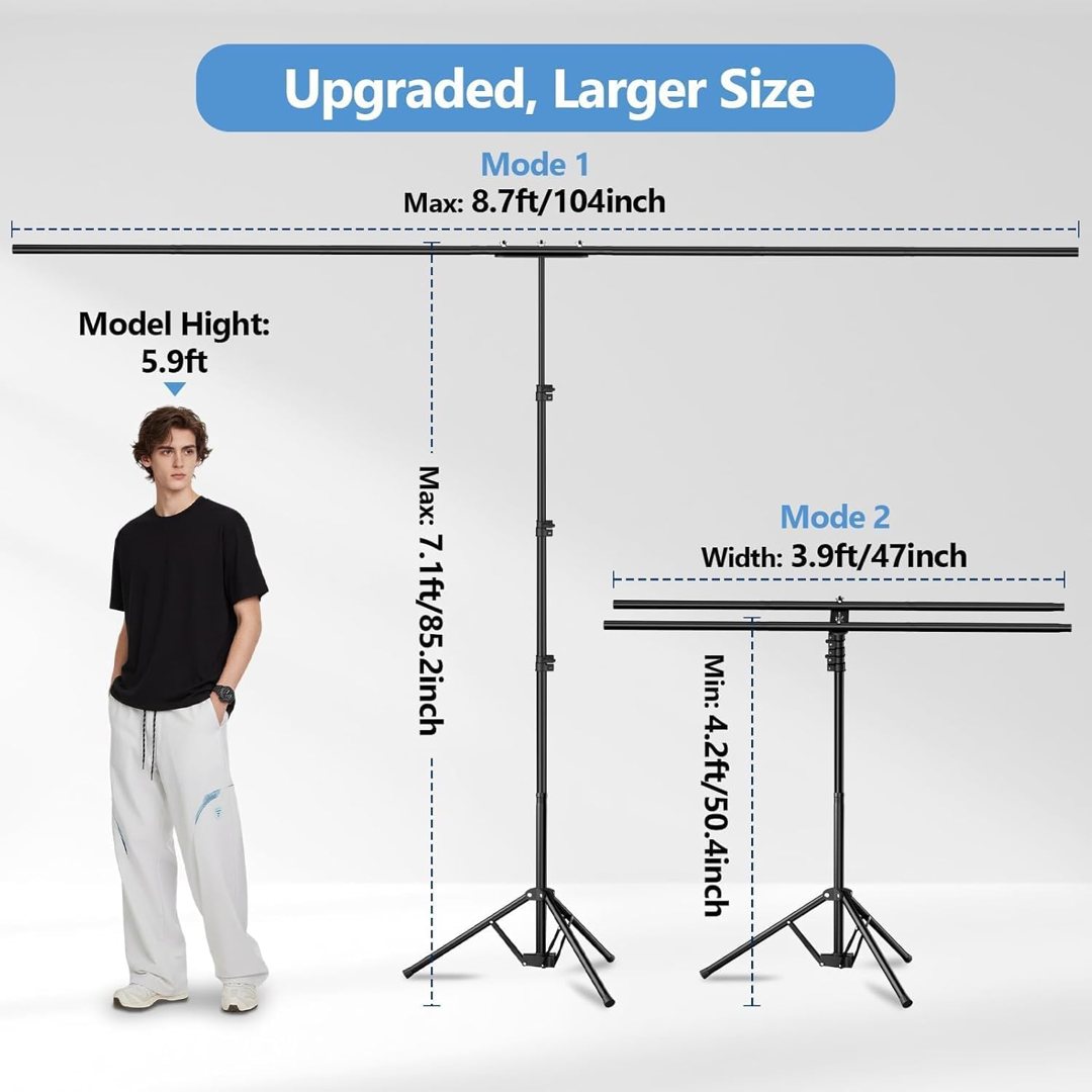 EMART 2-in-1 T Shape Backdrop Stand 8.7x7ft(WxH), Back Drop Stand for Party — frame 5
