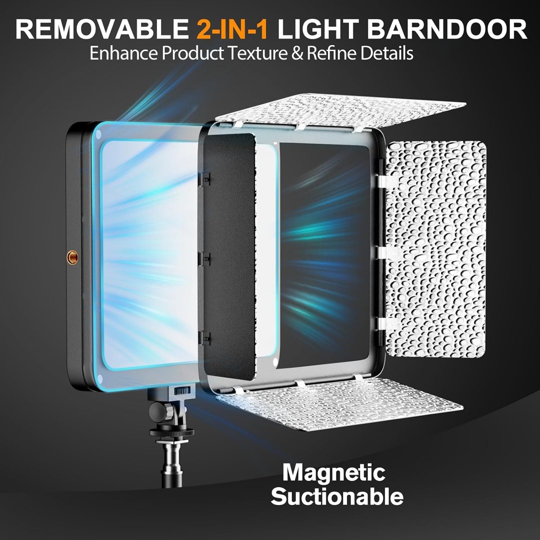 EMART 2-Pack 15W LED Video Light Kit with Phone Holder & Barndoor — frame 3