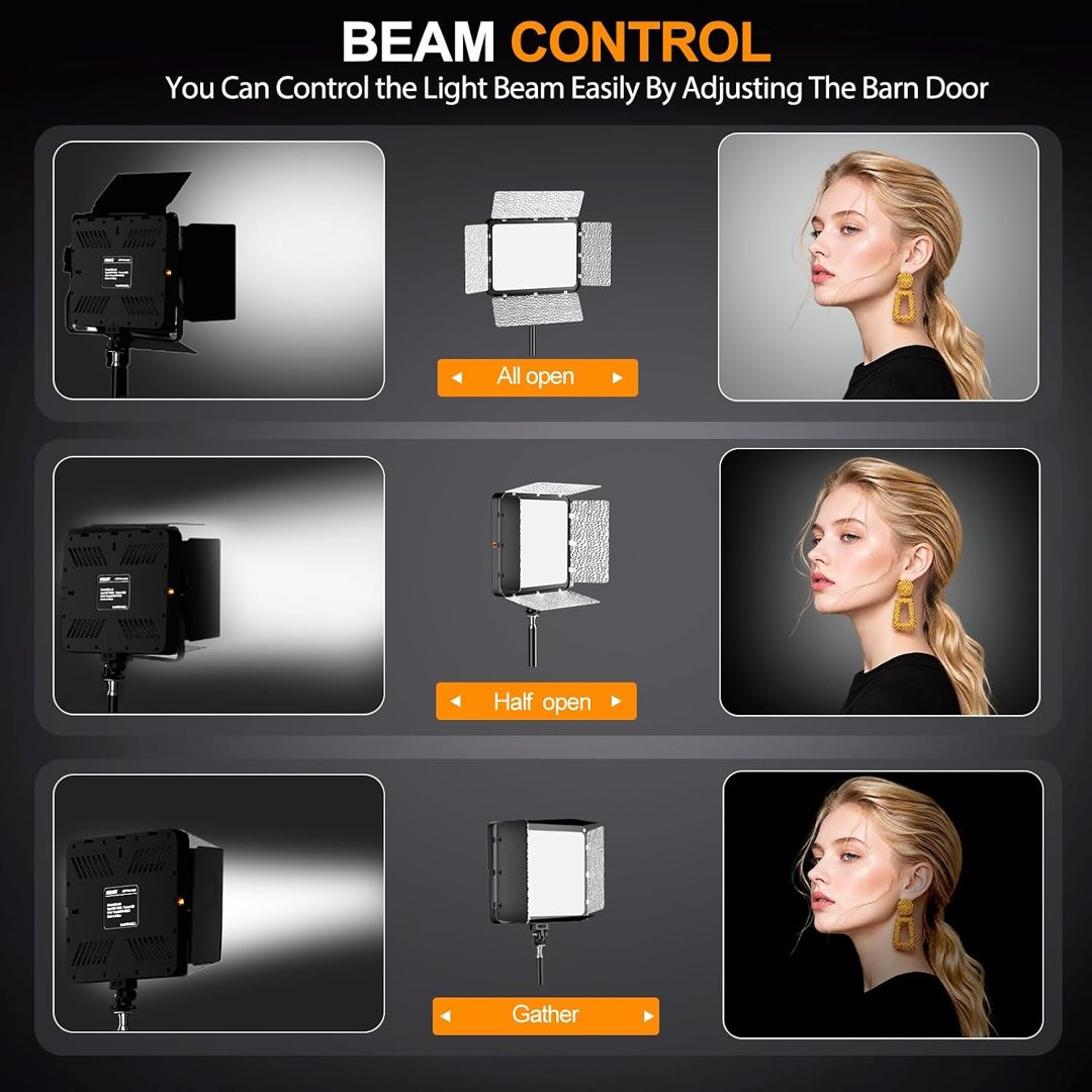 EMART 2-Pack 15W LED Video Light Kit with Phone Holder & Barndoor — frame 4