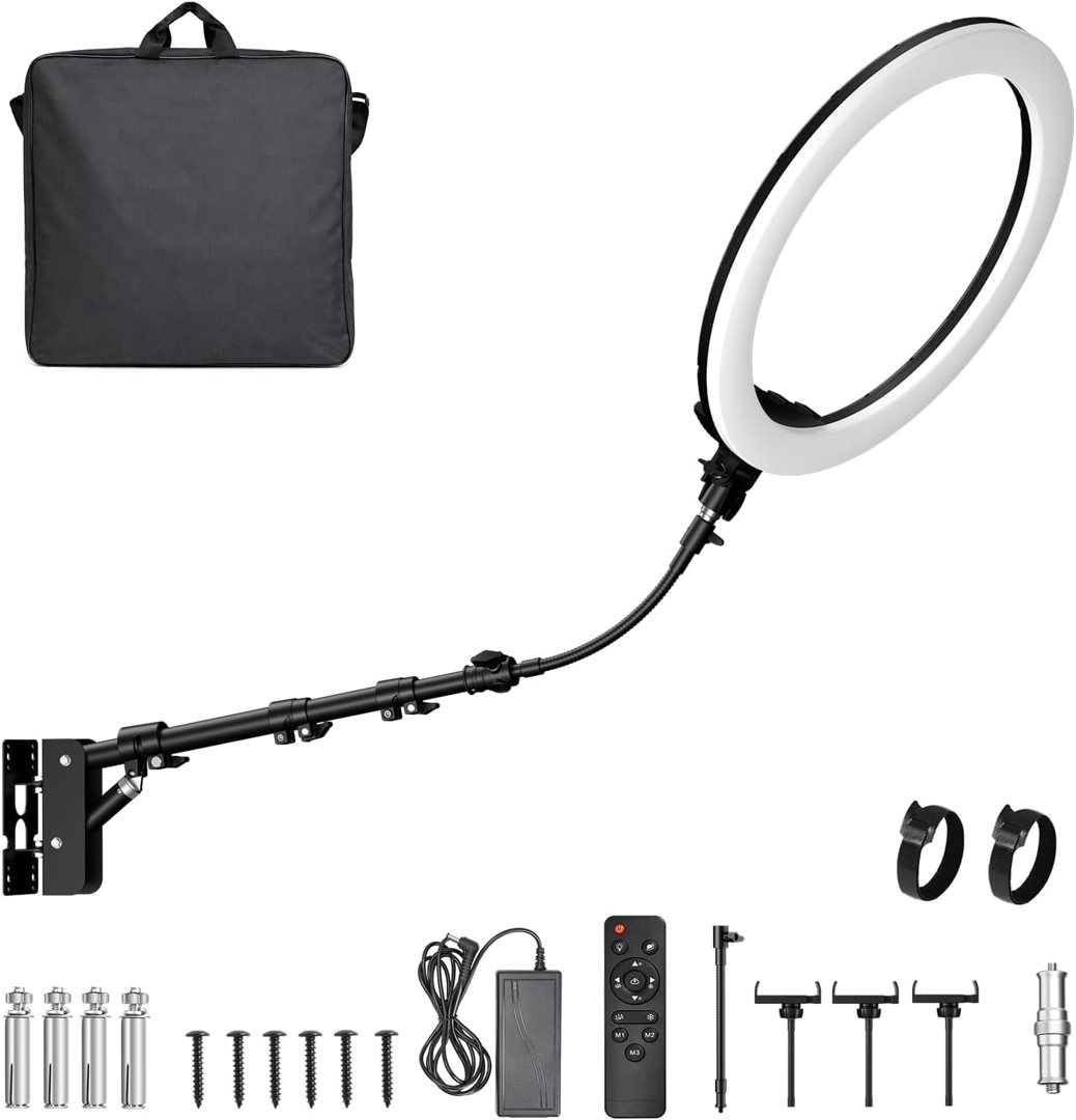 EMART 21’’ Ring Light Wall Mount with Phone Holder&Rotatable Boom Arm — frame 2