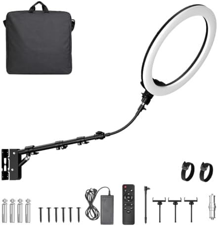 EMART 21’’ Ring Light Wall Mount with Phone Holder&Rotatable Boom Arm