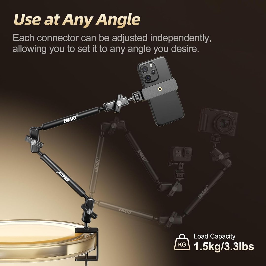 EMART 22" Magic Arm Clamp Kit,Overhead Camera Mount with C Clamp 1/4" Screw — frame 4