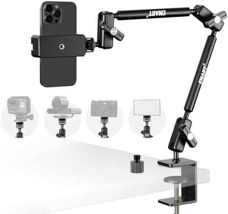 EMART 22" Magic Arm Clamp Kit,Overhead Camera Mount with C Clamp 1/4" Screw
