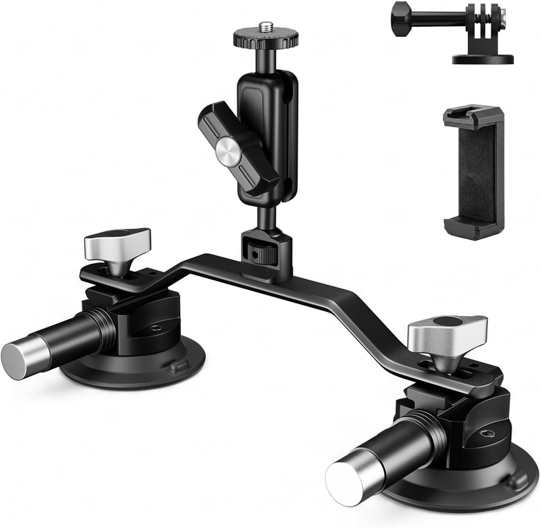 EMART 3"Dual Suction Cup Camera Mount with Ball Head Magic Arm for Insta360 — frame 2