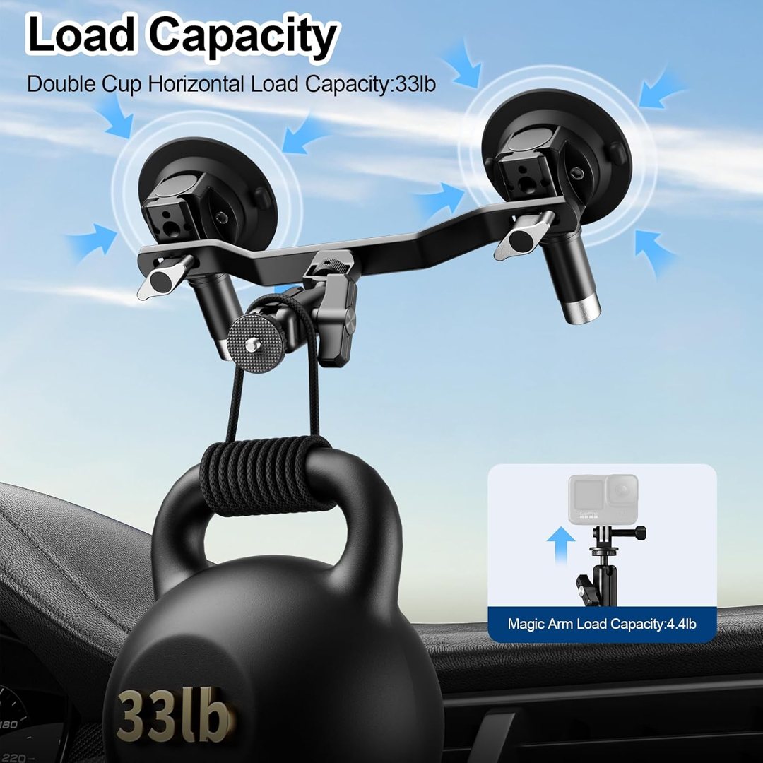 EMART 3"Dual Suction Cup Camera Mount with Ball Head Magic Arm for Insta360 — frame 3