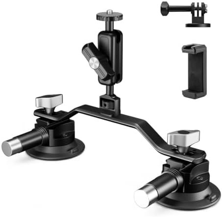 EMART 3"Dual Suction Cup Camera Mount with Ball Head Magic Arm for Insta360