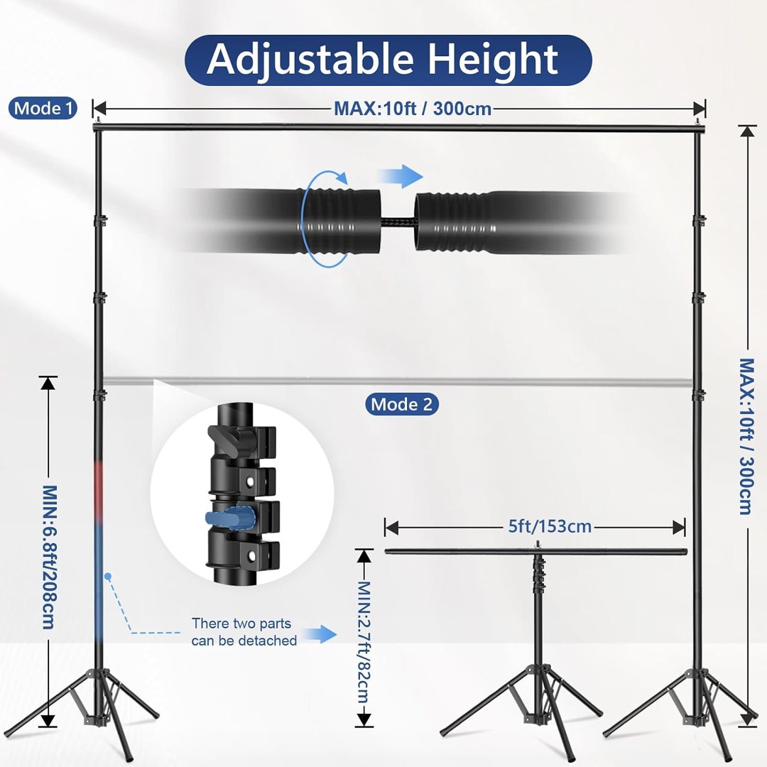 EMART 3-in-1 Backdrop Stand 10x10 ft Adjustable Photography Banner Stand — frame 5