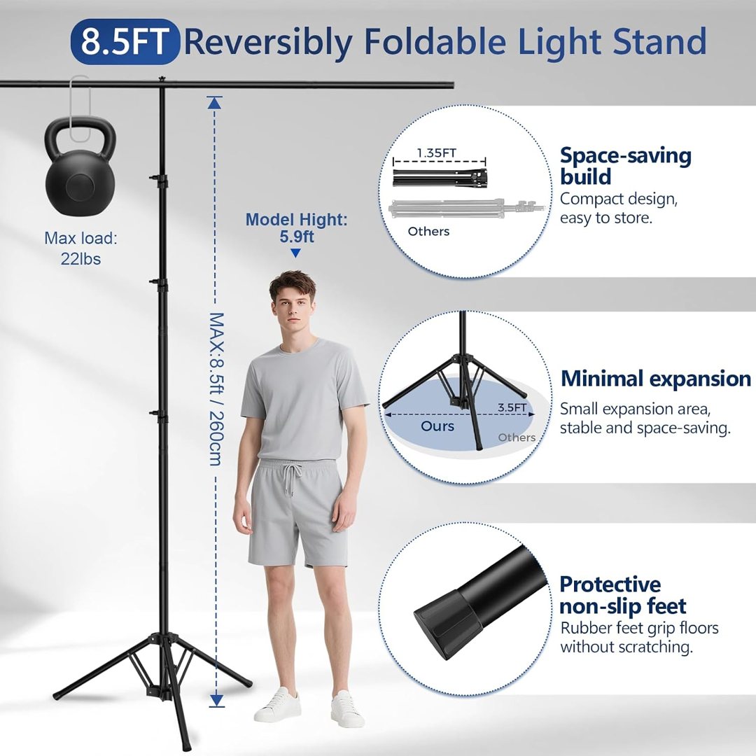 EMART 3-in-1 Backdrop Stand 10x8.5 ft Adjustable Photography Banner Stand — frame 5