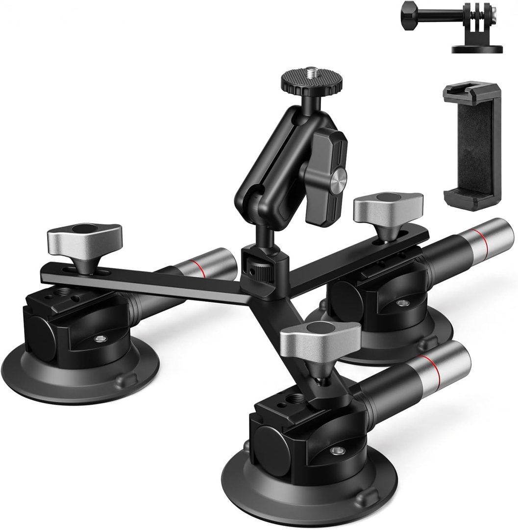EMART 3"Triple Suction Cup Car Mount with Ball Head Magic Arm for Insta360 — frame 2