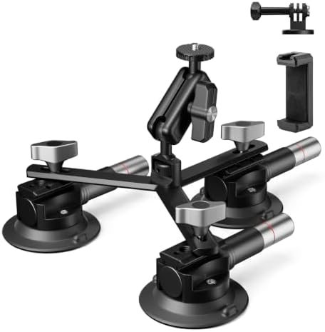 EMART 3"Triple Suction Cup Car Mount with Ball Head Magic Arm for Insta360